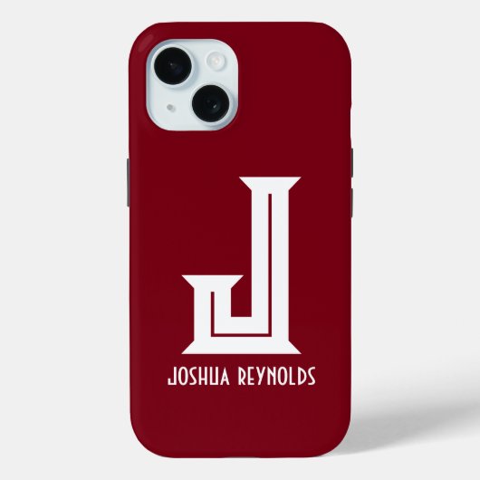 Minimaler Monogram-Maroon Case-Mate iPhone Hülle (Rückseite)