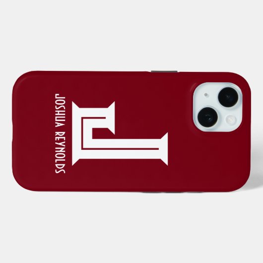 Minimaler Monogram-Maroon Case-Mate iPhone Hülle (Rückseite (Horizontal))