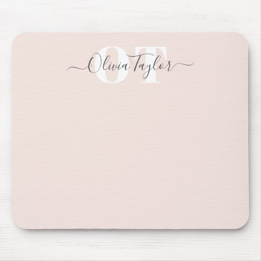 Minimaler Monogram Moderner Skriptpinsel Beruflich Mousepad (Vorne)