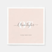 Minimaler Monogram Moderner Skriptpinsel Personali Serviette (Vorderseite)