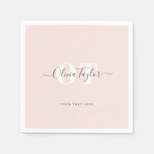Minimaler Monogram Moderner Skriptpinsel Personali Serviette (Vorderseite)