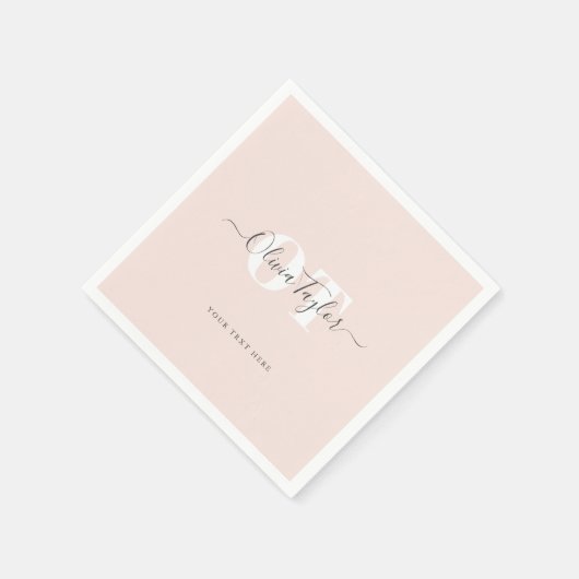 Minimaler Monogram Moderner Skriptpinsel Personali Serviette (Ecke)