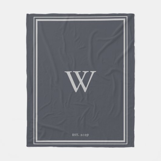 Minimaler Monogramm-Ankergrau| Silber Fleecedecke (Vorderseite)