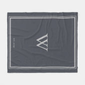 Minimaler Monogramm-Ankergrau| Silber Fleecedecke (Vorderseite (Horizontal))