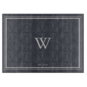 Minimaler Monogramm-Ankergrau| Silber Schneidebrett (Vorderseite)