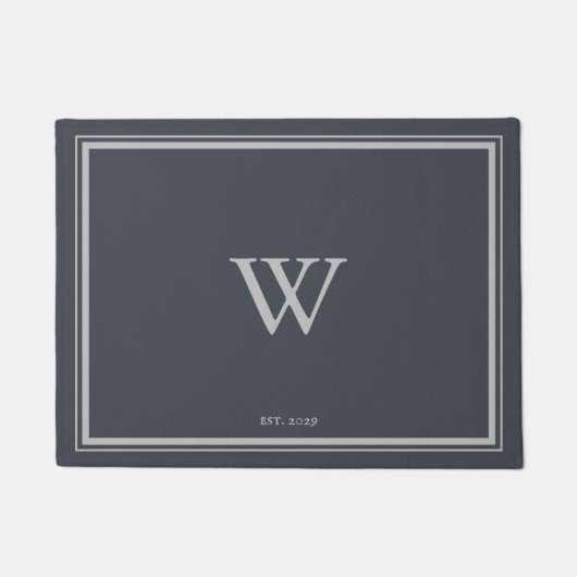 Minimaler Monogramm Begrüßungsanker Grau | Silber Fußmatte (Vorderseite)