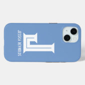 Minimaler Monogramm Blau Case-Mate iPhone Hülle (Rückseite (Horizontal))
