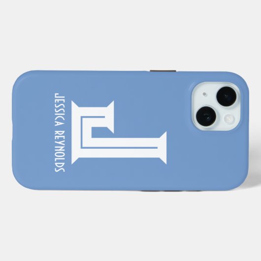 Minimaler Monogramm Blau Case-Mate iPhone Hülle (Rückseite (Horizontal))
