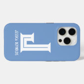 Minimaler Monogramm Blau Case-Mate iPhone Hülle (Rückseite (Horizontal))