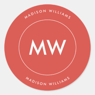 Minimaler Monogramm Klassischer Rundaufkleber Runder Aufkleber