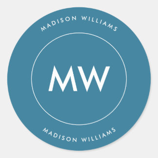 Minimaler Monogramm Klassischer Rundaufkleber Runder Aufkleber