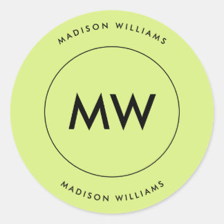 Minimaler Monogramm Klassischer Rundaufkleber Runder Aufkleber