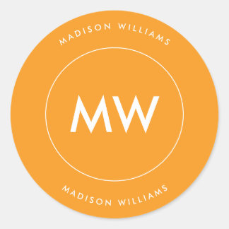 Minimaler Monogramm Klassischer Rundaufkleber Runder Aufkleber