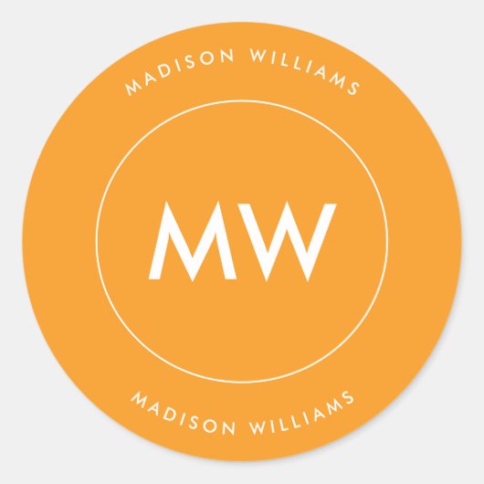 Minimaler Monogramm Klassischer Rundaufkleber Runder Aufkleber (Vorderseite)