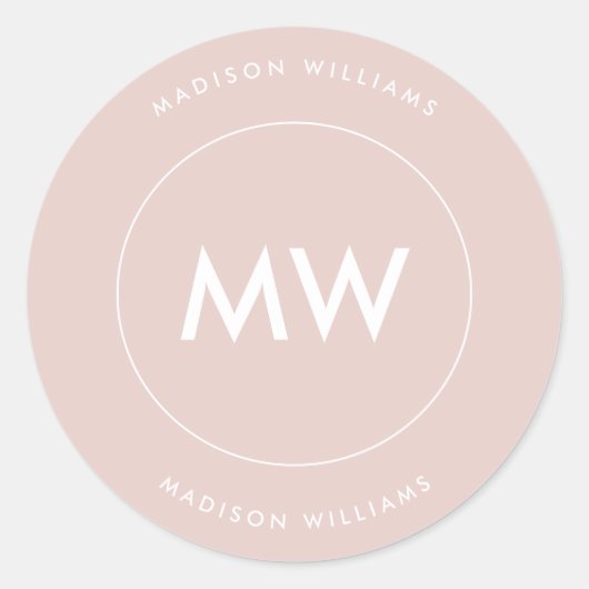 Minimaler Monogramm Klassischer Rundaufkleber Runder Aufkleber (Vorderseite)