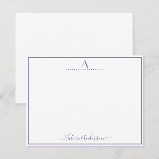 Minimaler Monogramm Letter-Single-Border Mitteilungskarte (Vorne/Hinten)