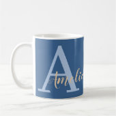 Minimaler Monogramm Name blau Kaffeetasse (Links)