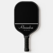 Minimaler Monogramm Name weiß und schwarz Pickleball Schläger (Vorderseite)