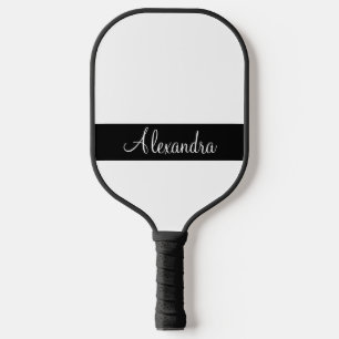 Minimaler Monogramm Name weiß und schwarz Pickleball Schläger