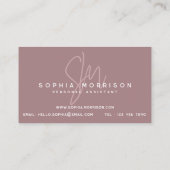Minimaler Monogramm-Natural-Look Lila Visitenkarte (Rückseite)