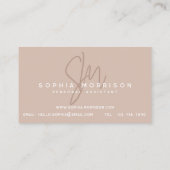 Minimaler Monogramm natürlicher Look rosa Visitenkarte (Rückseite)