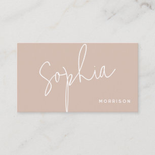 Minimaler Monogramm natürlicher Look rosa Visitenkarte