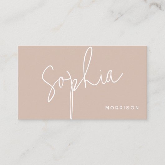 Minimaler Monogramm natürlicher Look rosa Visitenkarte (Vorderseite)