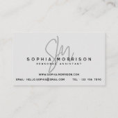 Minimaler Monogramm-natürlicher Look Visitenkarte (Rückseite)