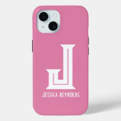 Minimaler Monogramm-Rosa Case-Mate iPhone Hülle (Rückseite)