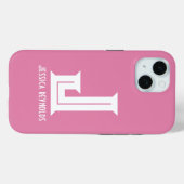Minimaler Monogramm-Rosa Case-Mate iPhone Hülle (Rückseite (Horizontal))