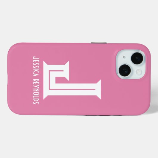 Minimaler Monogramm-Rosa Case-Mate iPhone Hülle (Rückseite (Horizontal))