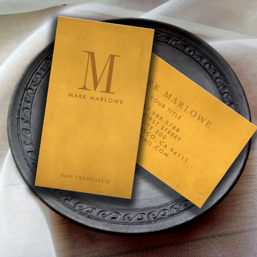 Minimaler Monogramm Saffron Gelb Gold Visitenkarte