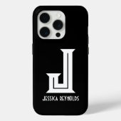 Minimaler Monogramm-Schwarz Case-Mate iPhone Hülle (Rückseite)