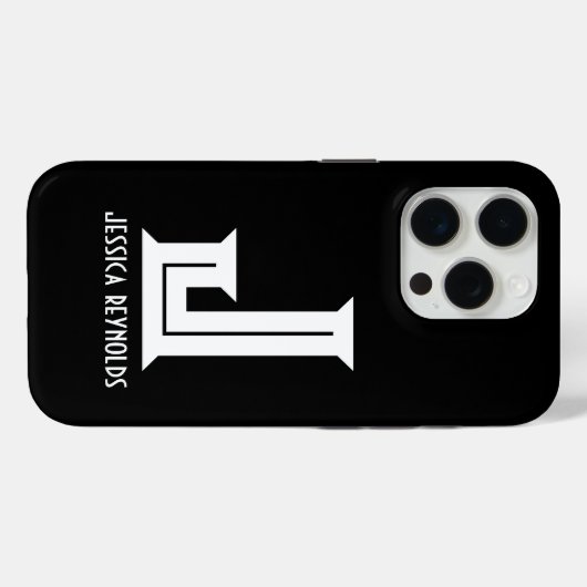 Minimaler Monogramm-Schwarz Case-Mate iPhone Hülle (Rückseite (Horizontal))