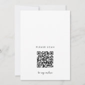Minimaler Monogramm-Schwarz-Weiß-Qr-Code Hochzeit Einladung (Rückseite)
