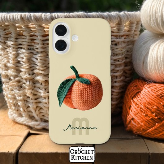 Minimaler Monogrammname Moderner Crochet Peach Case-Mate iPhone Hülle