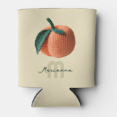 Minimaler Monogrammname Moderner Crochet Peach Dosenkühler (Vorderseite)