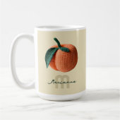 Minimaler Monogrammname Moderner Crochet Peach Kaffeetasse (Links)