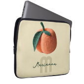 Minimaler Monogrammname Moderner Crochet Peach Laptopschutzhülle (Vorne Rechts)