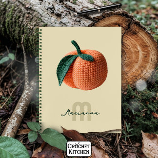 Minimaler Monogrammname Moderner Crochet Peach Notizblock