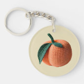 Minimaler Monogrammname Moderner Crochet Peach Schlüsselanhänger (Vorderseite)