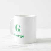 Minimaler Name Anfangsbuchstabe Solid Color grün Kaffeetasse (Vorderseite Links)