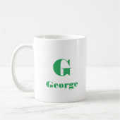 Minimaler Name Anfangsbuchstabe Solid Color grün Kaffeetasse (Links)