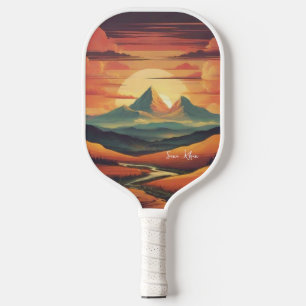 Minimaler Name der Vintagen Sunset-Anzeige Pickleball Schläger