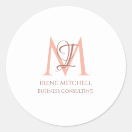 Minimaler Name der weißen Rose Gold Monogram Runder Aufkleber