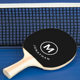 Minimaler Name des Schwarzen Klassischen Monogramm Tischtennis Schläger