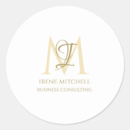 Minimaler Name des weißen Goldmonogramms Runder Aufkleber