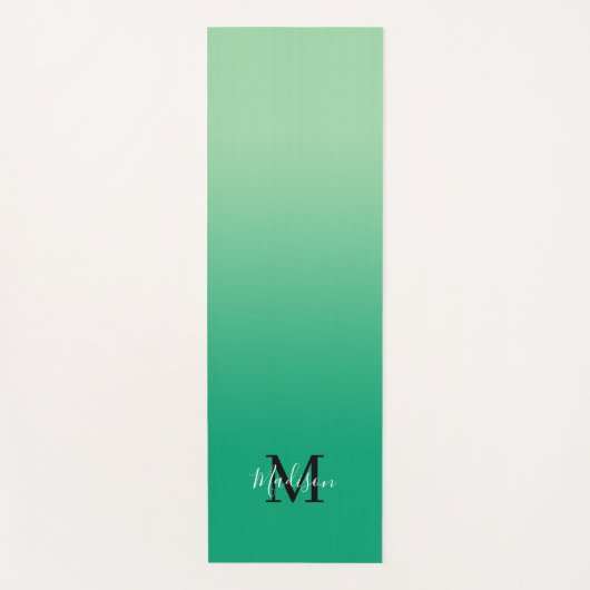 Minimaler Name für grüne Gradient Monogram-Skripte Yogamatte (Vorderseite)