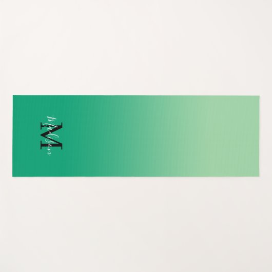Minimaler Name für grüne Gradient Monogram-Skripte Yogamatte (Vorderseite (Horizontal))