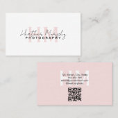 Minimaler Name für Monogramm Skript Pink Girly Visitenkarte (Vorne/Hinten)